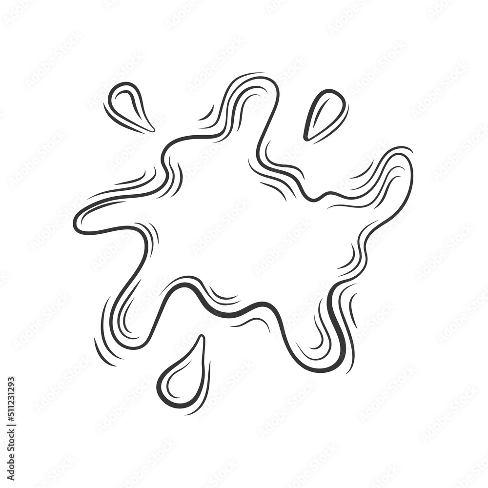 Splashes linear drawing, black lines on a white background. Splashes linear drawing, black lines on a white background.