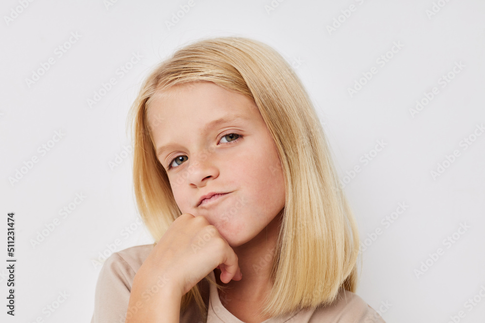 Little cute girl hand gesture fun fashion kids lifestyle concept Little cute girl hand gesture fun fashion kids lifestyle concept