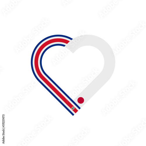 unity concept. heart ribbon icon of costa rica and japan flags. vector illustration isolated on white background