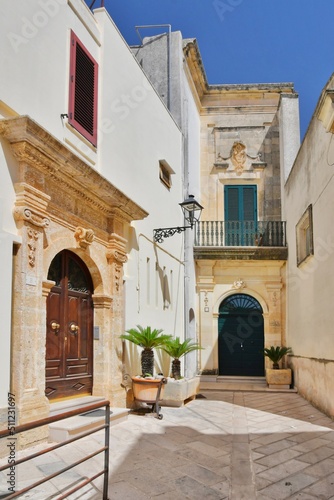 Entrance arch in a old house in Presicce  a village in the Puglia region in Italy.
