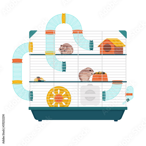 Hamster Three Level Cage Illustration