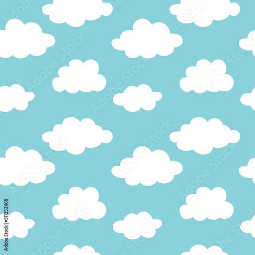 Cute clouds, bright sky seamless vector pattern