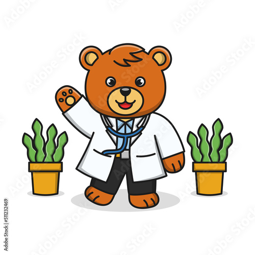 Cartoon illustration of bear doctor