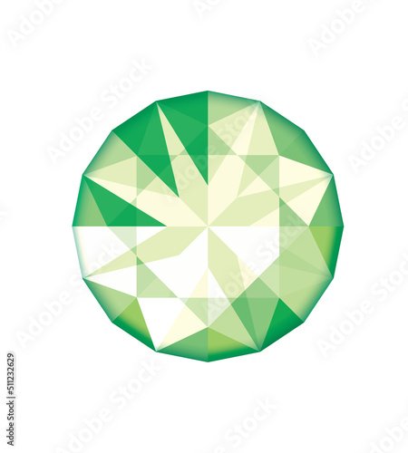 Green color round cut gemstone illustration