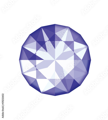 Purple color round cut gemstone illustration