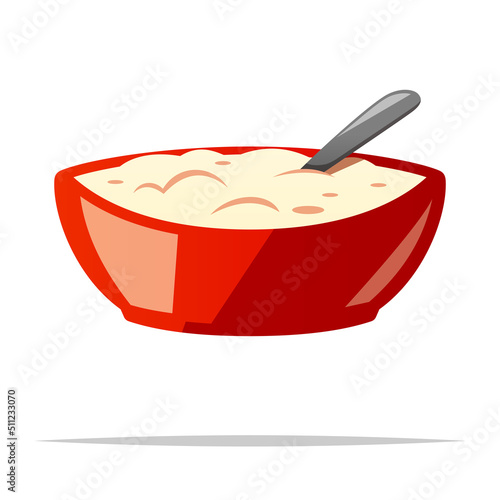 Bowl of porridge vector isolated illustration
