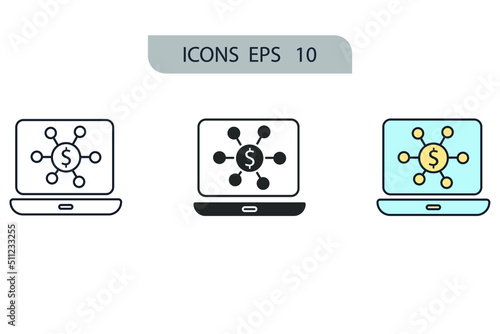 Fintech icons symbol vector elements for infographic web