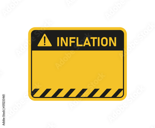 Inflation text yellow warning sign icon design vector.