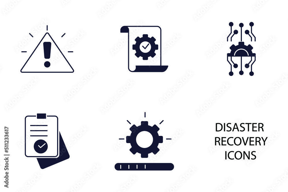 Disaster Recovery icons symbol vector elements for infographic web