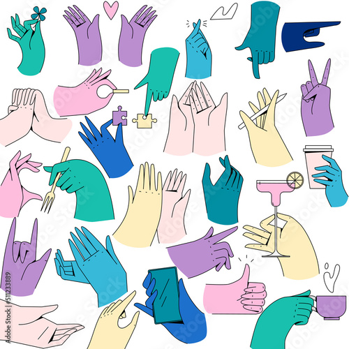 A set of twenty-six beautiful hands in different positions.