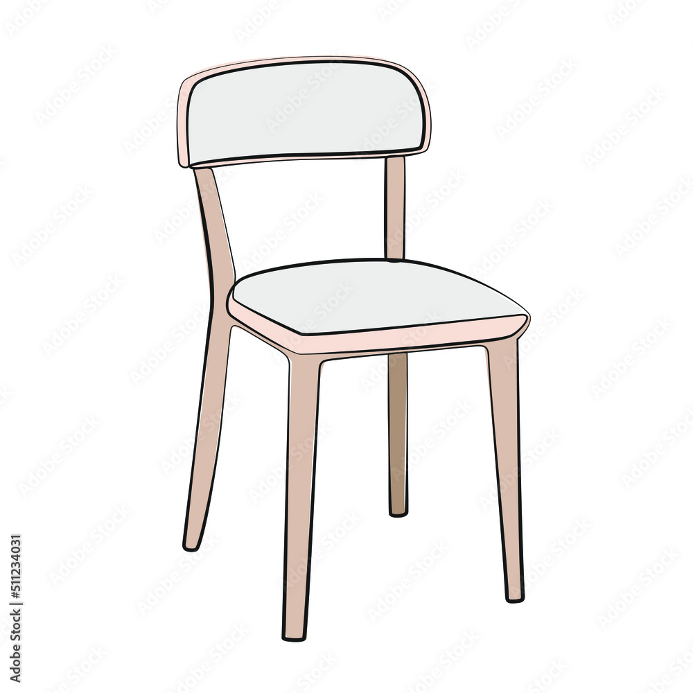 Chair one line drawing on white isolated background Chair one line drawing on white isolated background