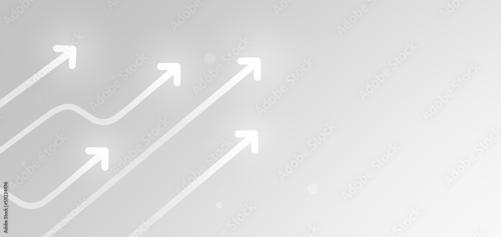 Abstract growth up arrow graphic icon on white background with ...