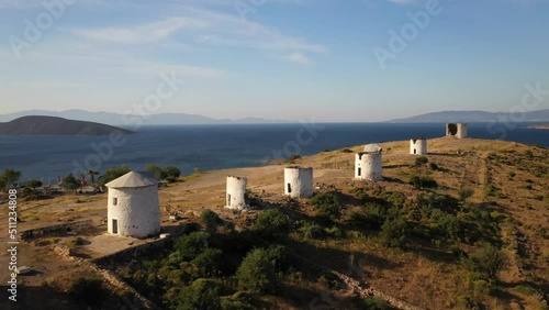 The windmills of Bodrum are famous landmarks of the whole Bodrum Peninsula. They are mostly situated on top of a hill between central Bodrum and nearby holiday resort Gumbet. photo