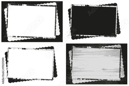 A set of grunge textures in the form of an impression of old photos with carved edges. 4 in 1