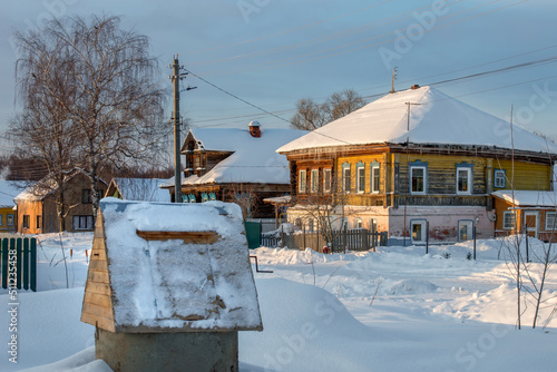 Wallpaper Mural Village houses on a winter frosty sunny day Torontodigital.ca