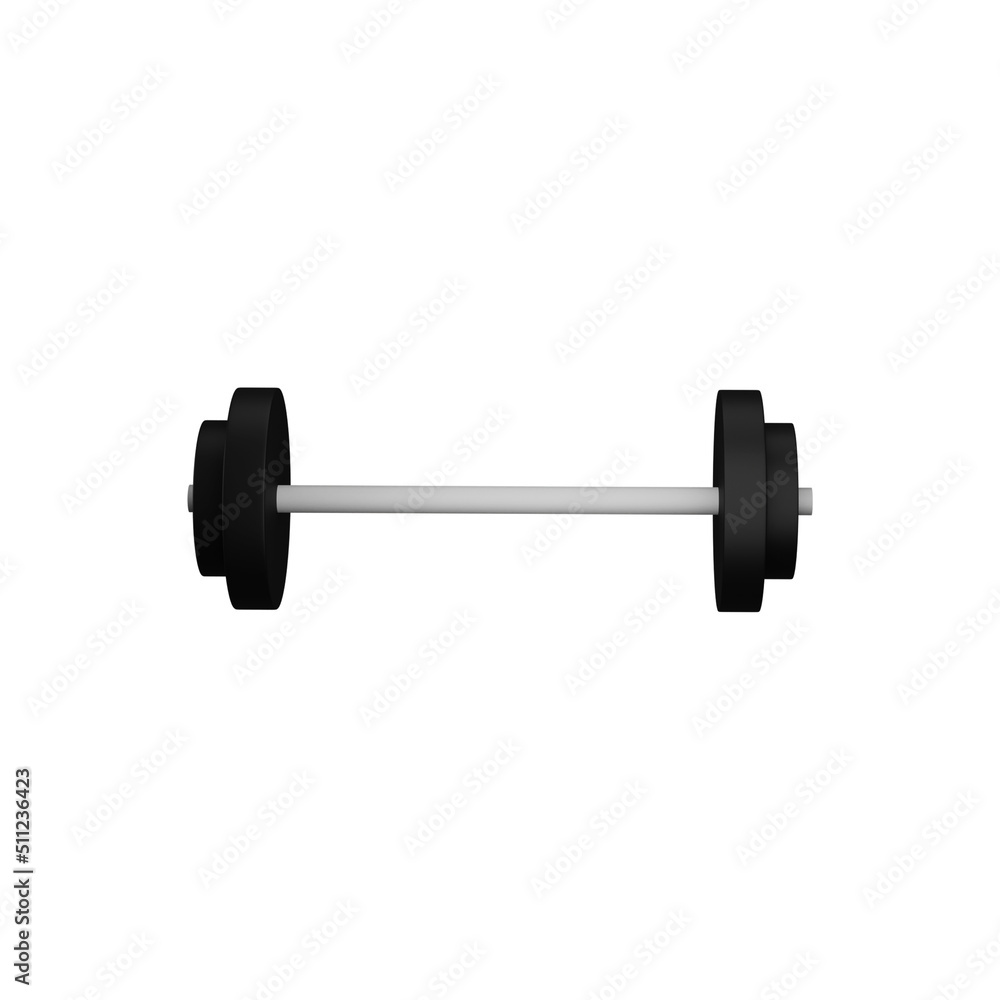3D Render Of Barbell Icon In Grey Color. 3D Render Of Barbell Icon In Grey Color.