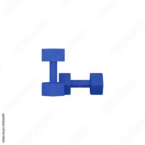 3D Render Style Two Dumbbell Icon In Blue Color.