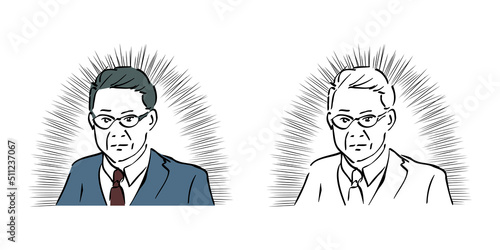 サラリーマン面接官イメージの漫画風ベクターイラスト素材