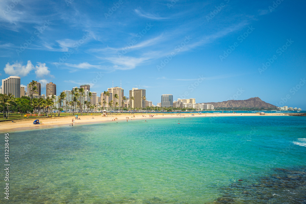 cityscape of honolulu in oahu island, hawaii, us