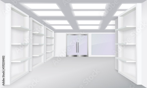 Shop store interior design realistic 3d mockup
