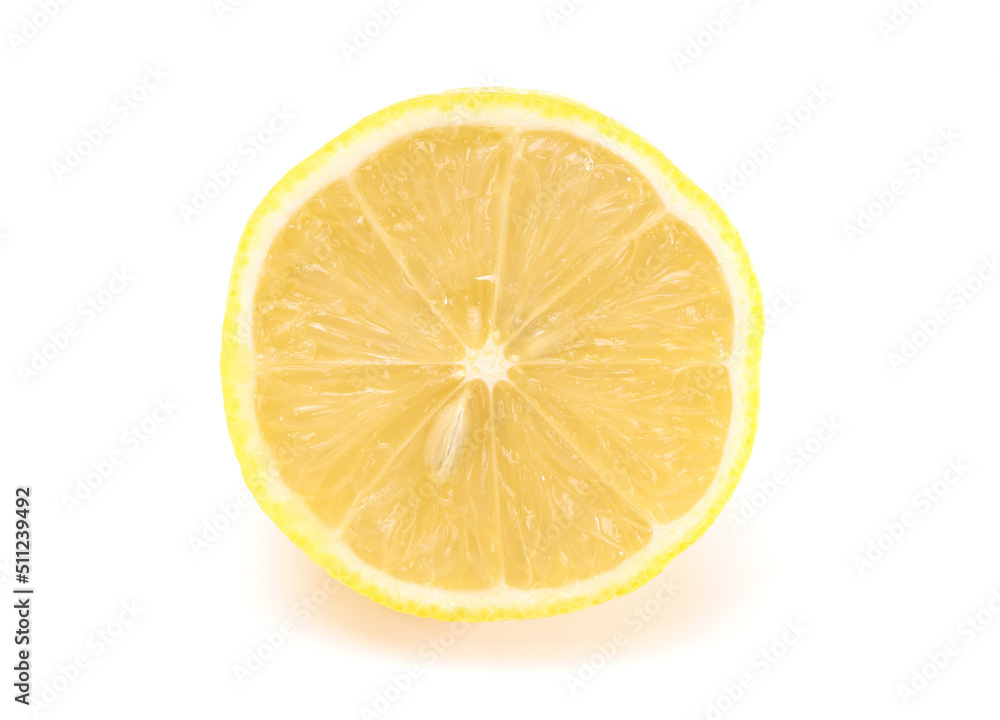 Lemon slice isolated on white background.