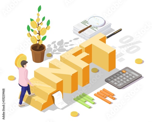 NFT trading vector man trader making investment