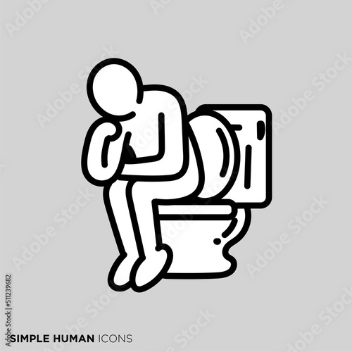 シンプルな人間のアイコンシリーズ　「トイレで考える人」