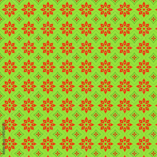 Christmas New Year bright geometric seamless background in white, green and red