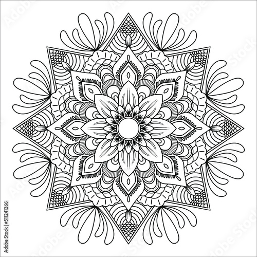Vector hand drawn doodle mandala. Coloring anti stress page for coloring book. Outline.