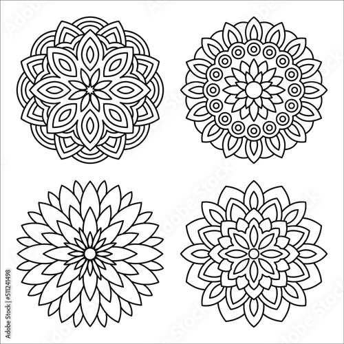 Simple mandala design for coloring. Vector floral mandala. Geometric ornamental mandalas photo