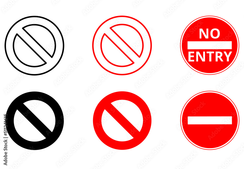 no entry sign set isolated on white background no entry sign set isolated on white background
