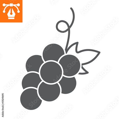 Grape solid icon, glyph style icon for web site or mobile app, sweet and fruit, grapevine vector icon, simple vector illustration, vector graphics with editable strokes.