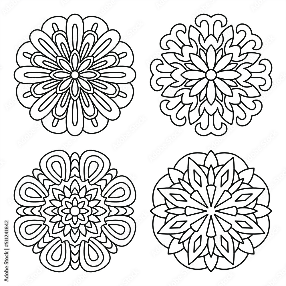 Simple mandala design for coloring. Vector floral mandala. Geometric  ornamental mandalas Stock Vector