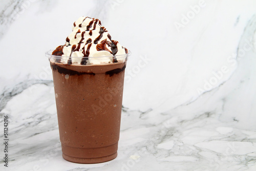 Freshly prepared cup of Choco Chip frappe