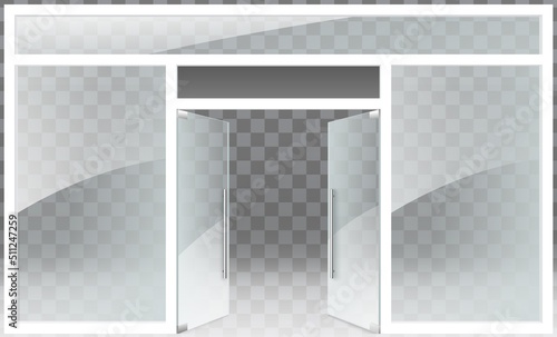 Glass shop store window and door realistic mockup