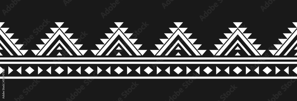 Border geometric ethnic pattern art. Fabric Mexican style. Design for background, illustration, fabric, clothing, textile, print, batik, embroidery. - obrazy, fototapety, plakaty 