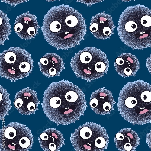 Cartoon seamless foam monster pattern for fabrics and packaging and gifts and linens and kids and wrapping paper