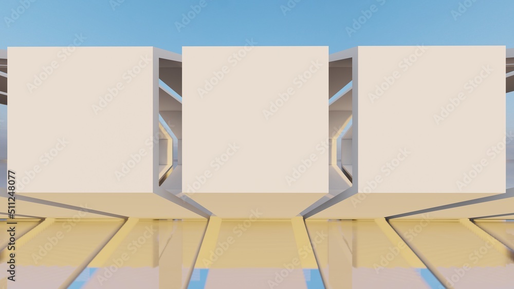 Obraz premium Architecture background geometric shapes in design interior 3d render