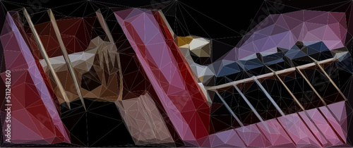 Details einer Gitarre als Low Poly Art. Vektor und deshalb skalierbar. 