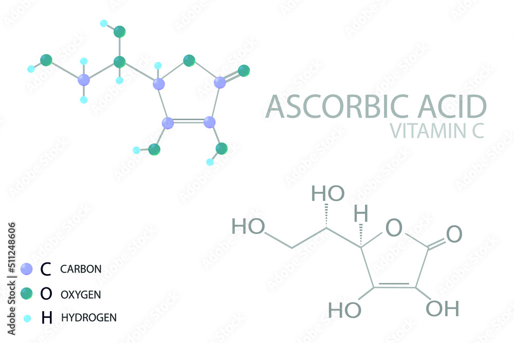 ascorbic-acid-vitamin-c-molecular-skeletal-3d-chemical-formula-stock