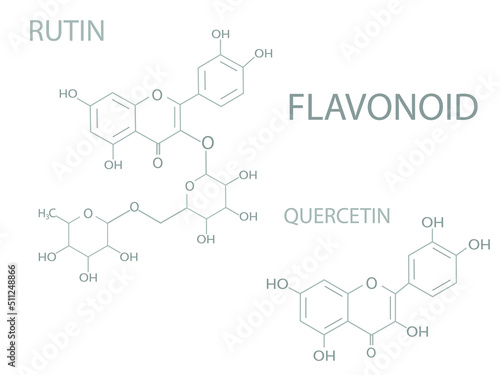 Flavonoid (quercetin or rutin) molecular skeletal chemical formula.	 photo