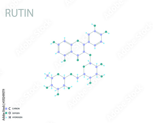 Rutin molecular skeletal 3D chemical formula.	