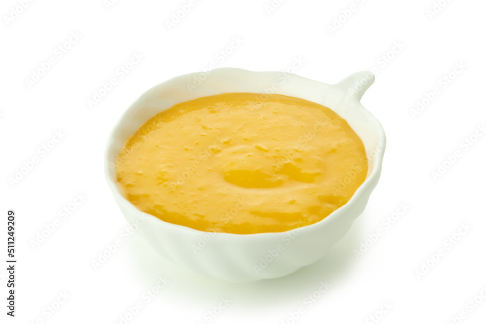 Concept of tasty food, lemon curd isolated on white background Concept of tasty food, lemon curd isolated on white background