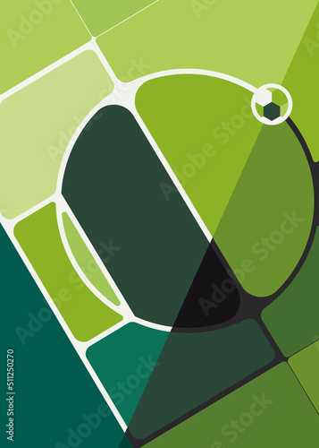 Sport poster with soccer field. Placard design in abstract style.