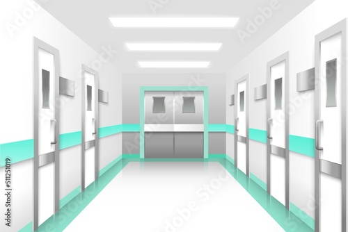 Hospital corridor vector clinic hall way interior © Siberian Art