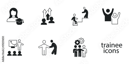 Trainee program and apprenticeship icons set . Trainee program and apprenticeship pack symbol vector elements for infographic web 