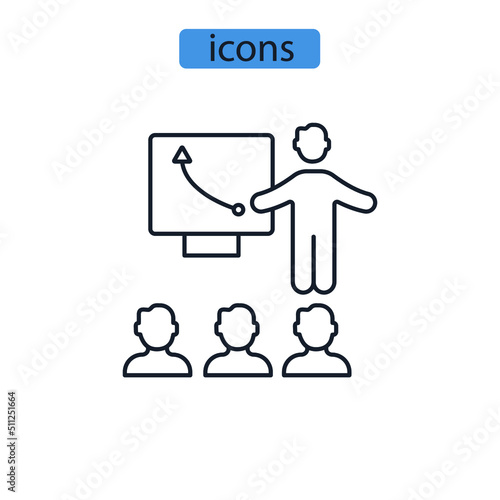 Training icons symbol vector elements for infographic web