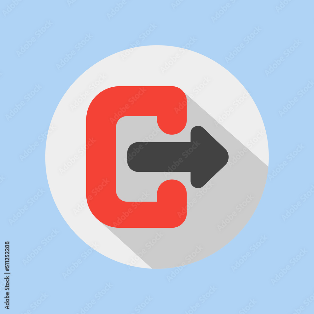 Log out icon in flat style about user interface, use for website mobile app presentation Log out icon in flat style about user interface, use for website mobile app presentation