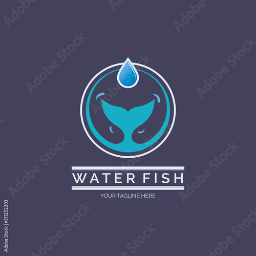 water fish tail logo template design for brand or company and other