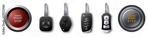 Car remote engine start key or button vector